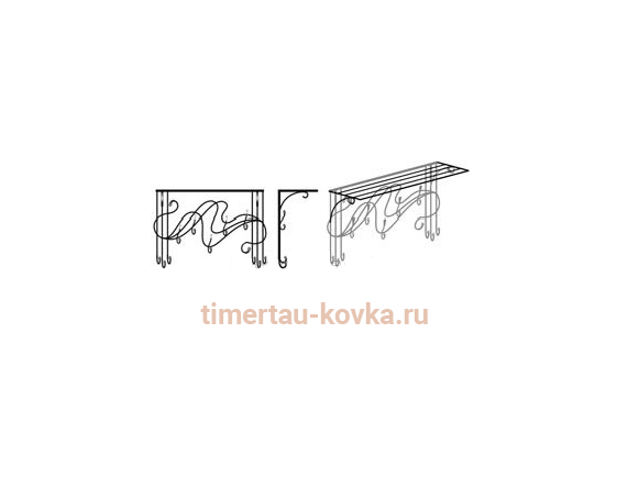 Настенная кованая вешалка №2